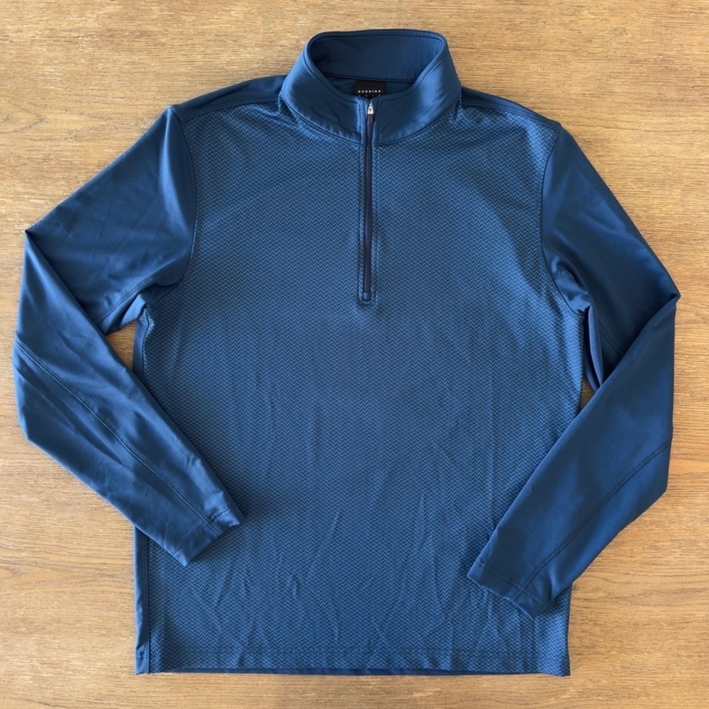 Dunning Golf Kerim‎ 1/4 Zip Golf Jacquard Performance Pullover-Blue-Men's Sz M